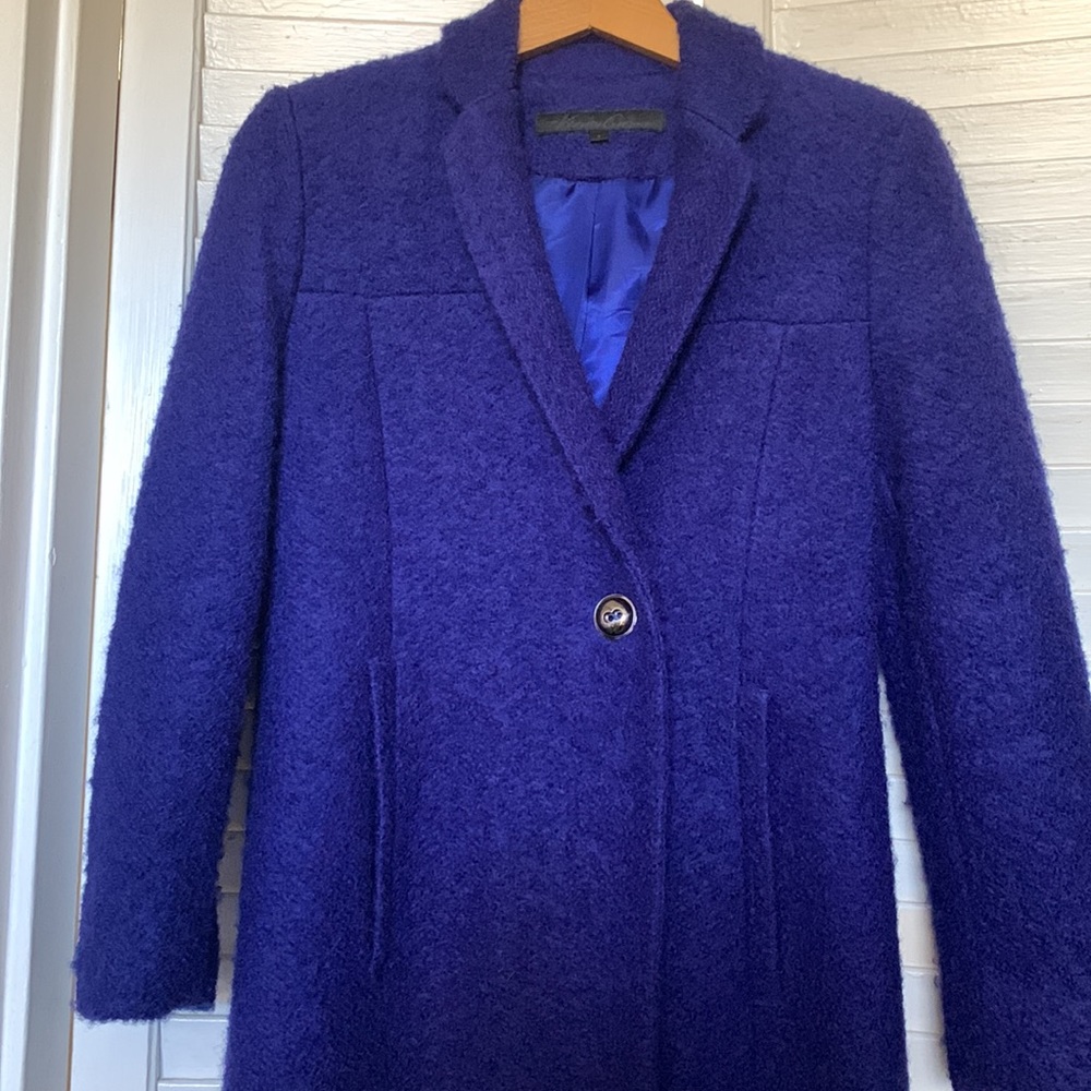 Kenneth Cole Blue Wool Blend Coat